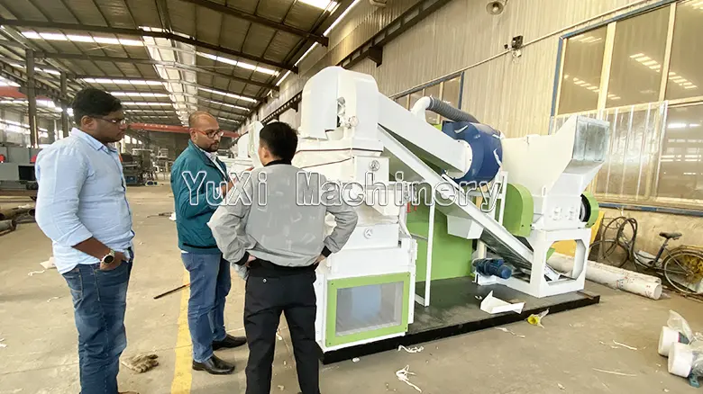 Clients/staff inspecting the Copper Wire Recycling Granulator machine in the factory.
