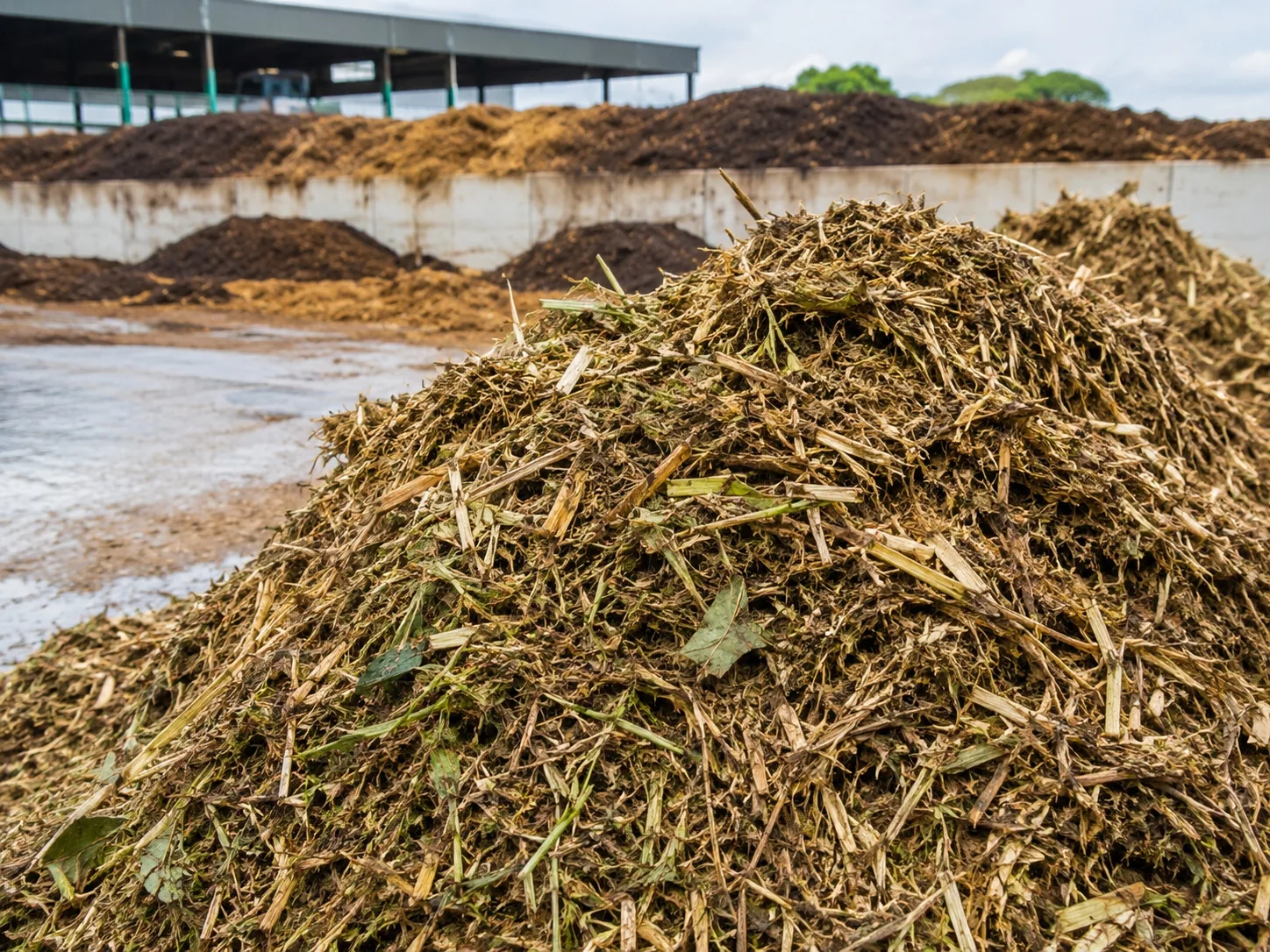Shredded green waste for compost feedstock