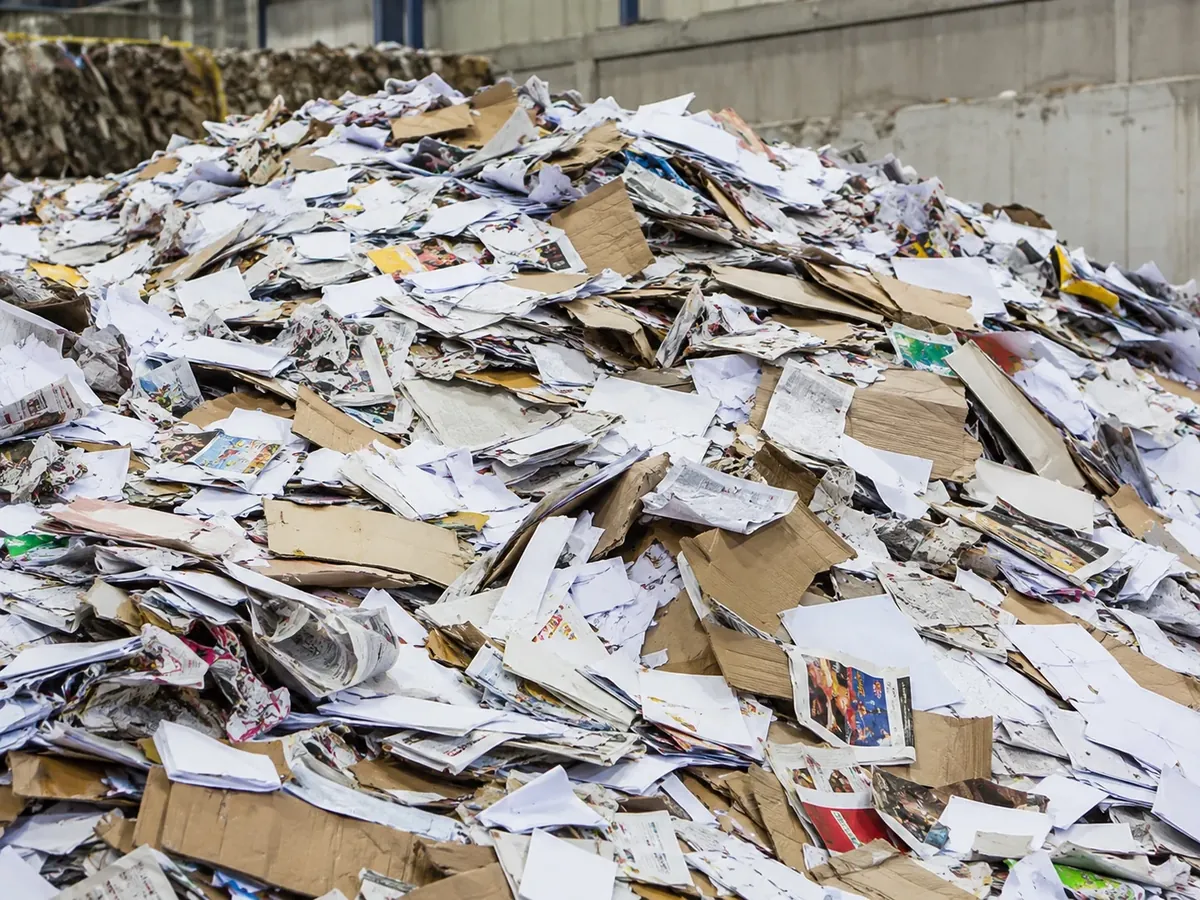 Mixed paper waste requiring material test