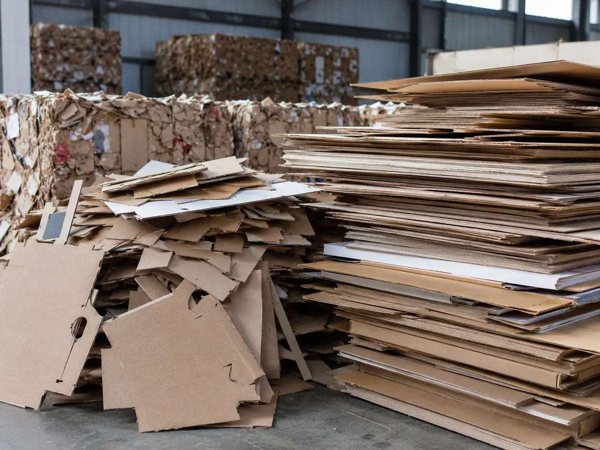 Waste cardboard boxes for cardboard recycling line