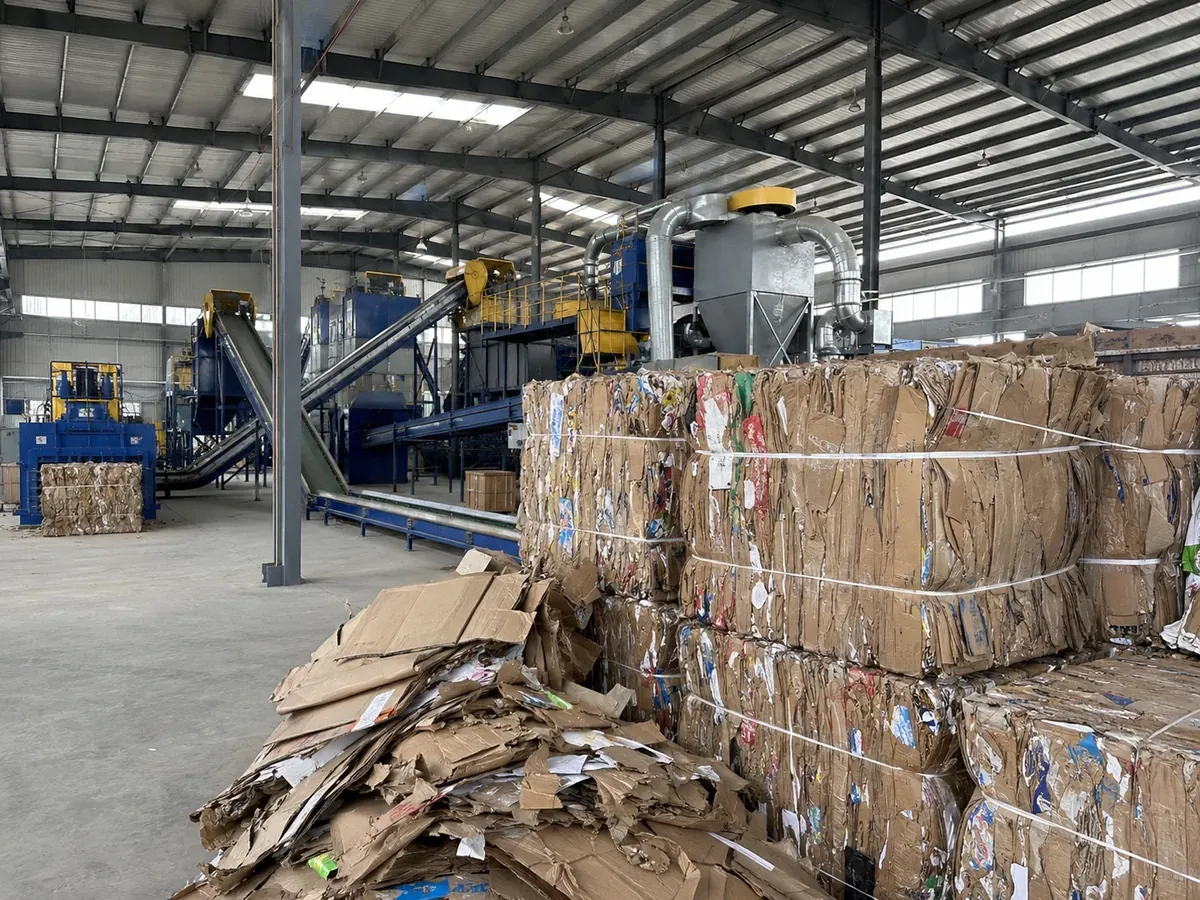 Integrated OCC paper dry pulping and cardboard recycling production line