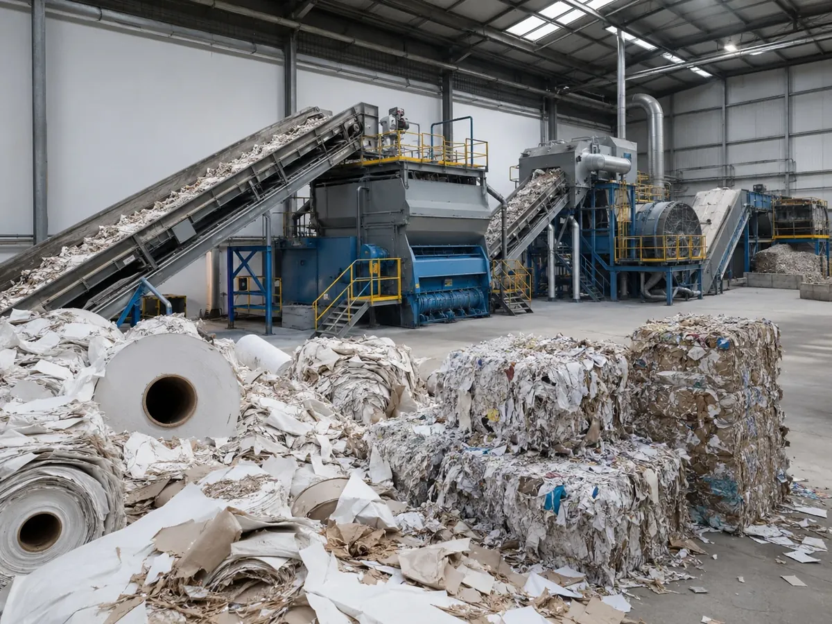Industrial OCC paper dry pulping and cardboard recycling line