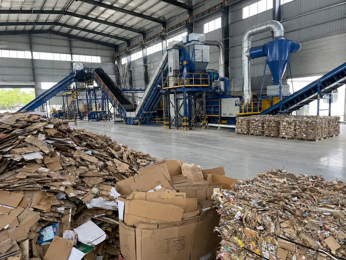 Waste carton cardboard recycling line