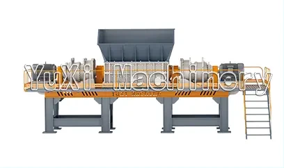 Double shaft metal shredder for waste refrigerator cabinet shredding