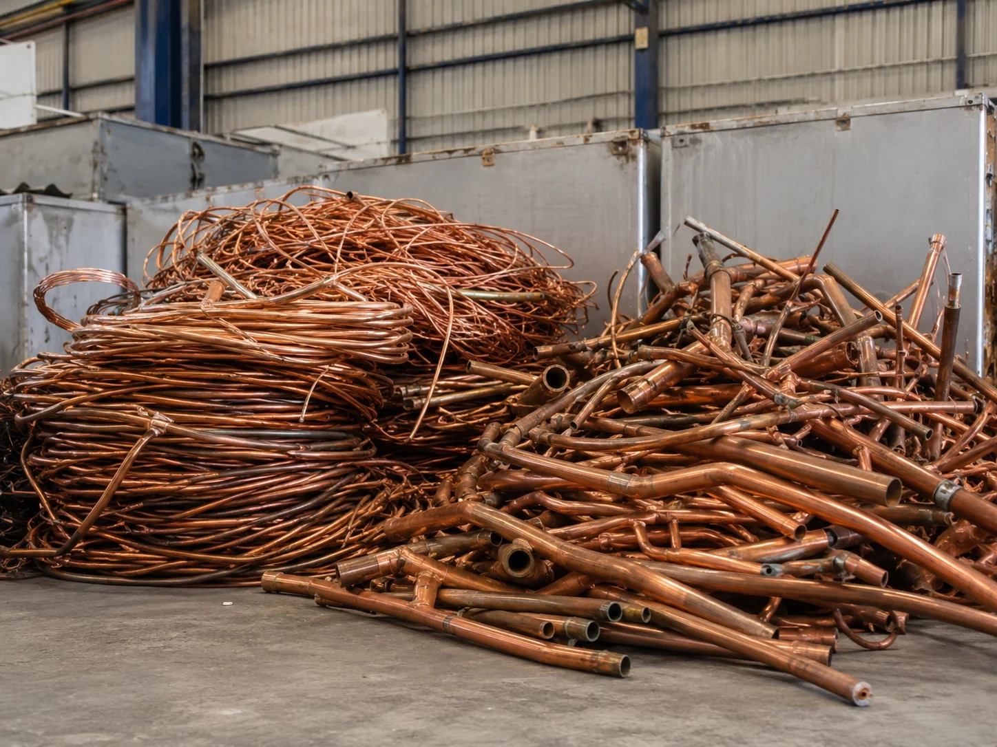 Copper tubes and wires from refrigerator dismantling