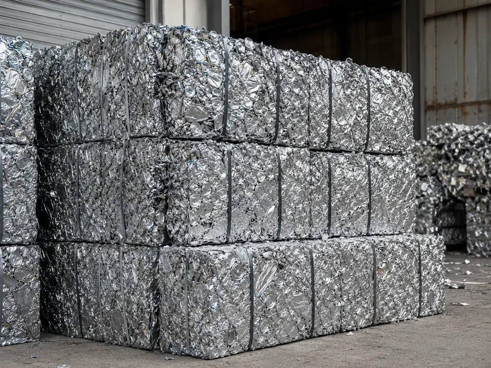 Compressed aluminum bales for storage and transport