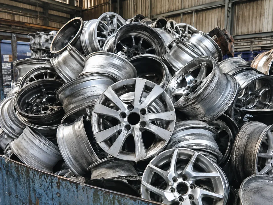 Scrap aluminum wheels for pre-treatment and recycling