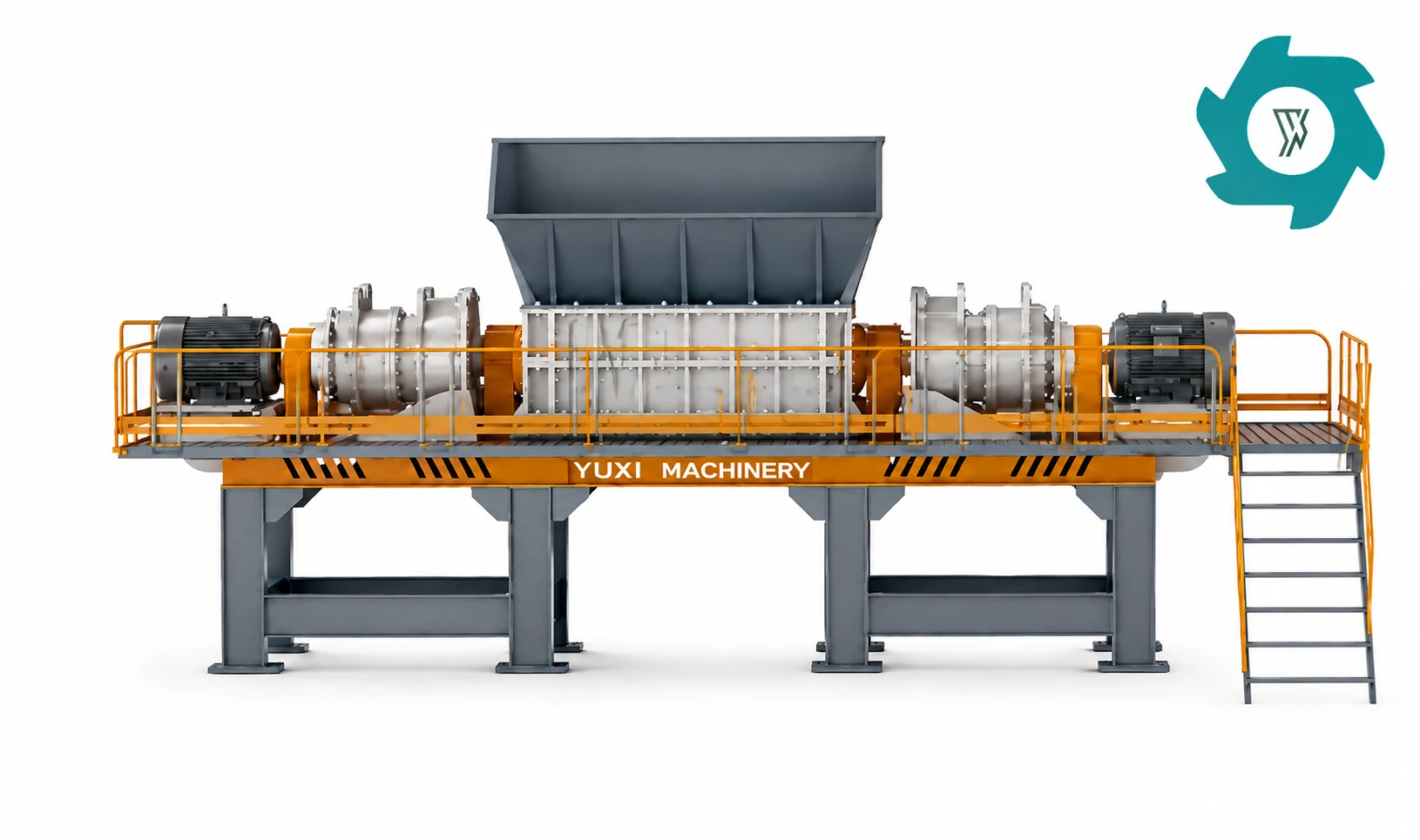 Double-shaft metal shredder used for prepared refrigerator cabinets