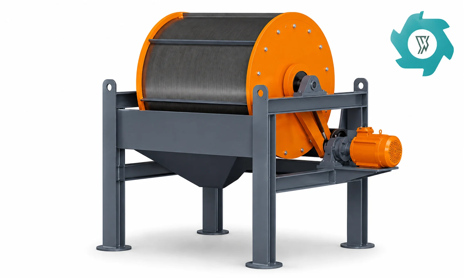 Drum magnetic separator for recovering ferrous metal from refrigerator scrap