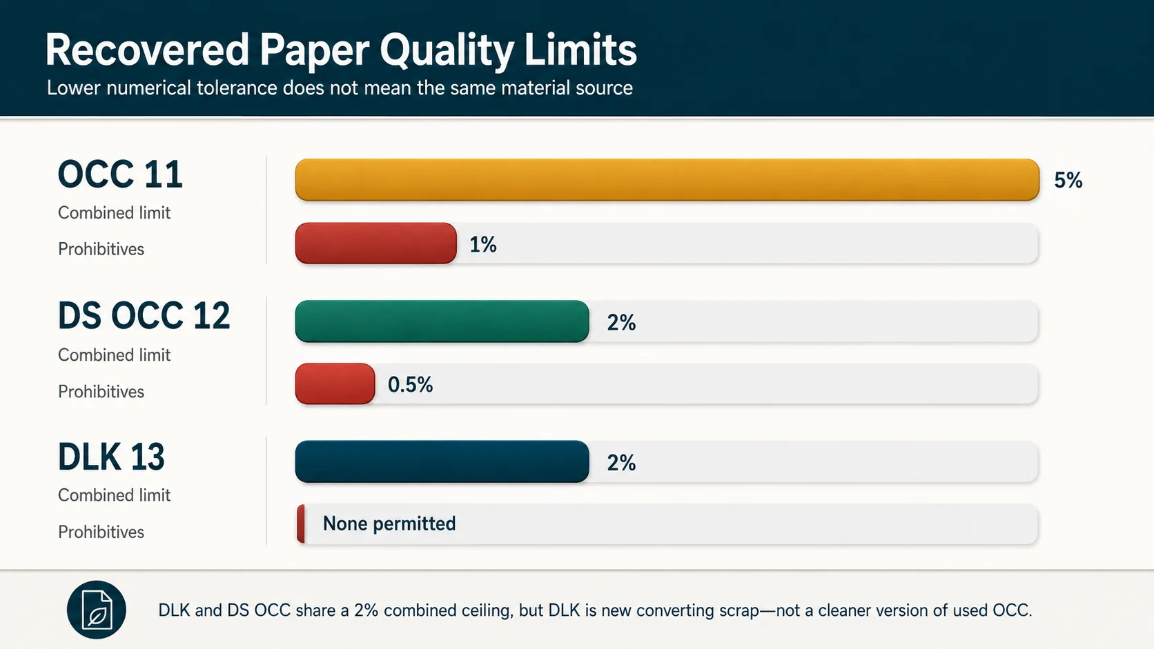 Bar comparison of combined outthrow and prohibitive limits for OCC 11 DS OCC 12 and DLK